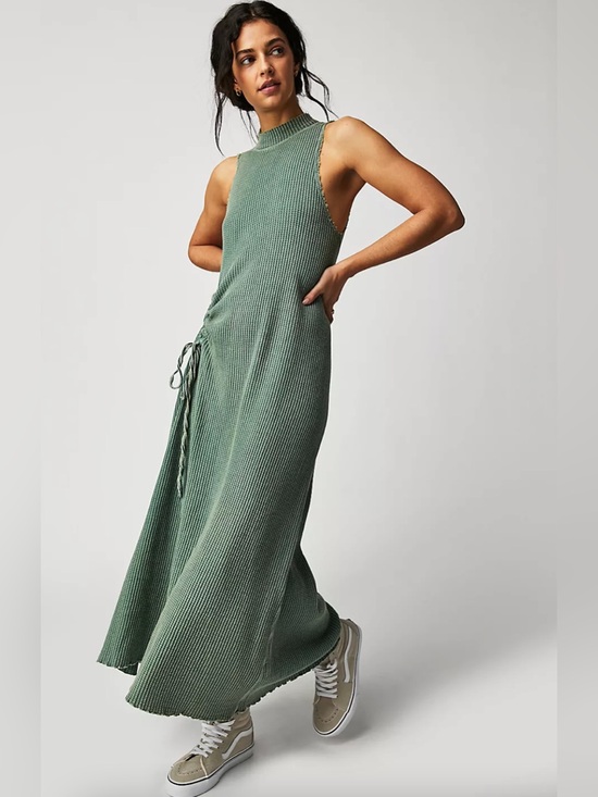 Free People Dresses & Skirts - Free People One XS Green Ribbed Gauzy Maxi Dress
